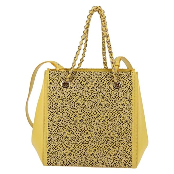 Salvatore Ferragamo Vala Chain Bag Leather 2way Yellow Gold Auth 132893V - Picture 3 of 16